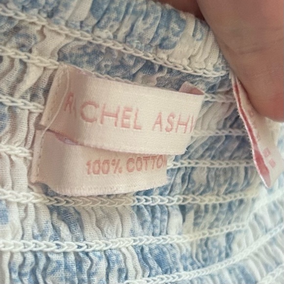 Rachel Ashwell Blue Toile Cotton Eyelet Lace Babydoll Dress Cottagecore Boho S - Picture 7 of 10